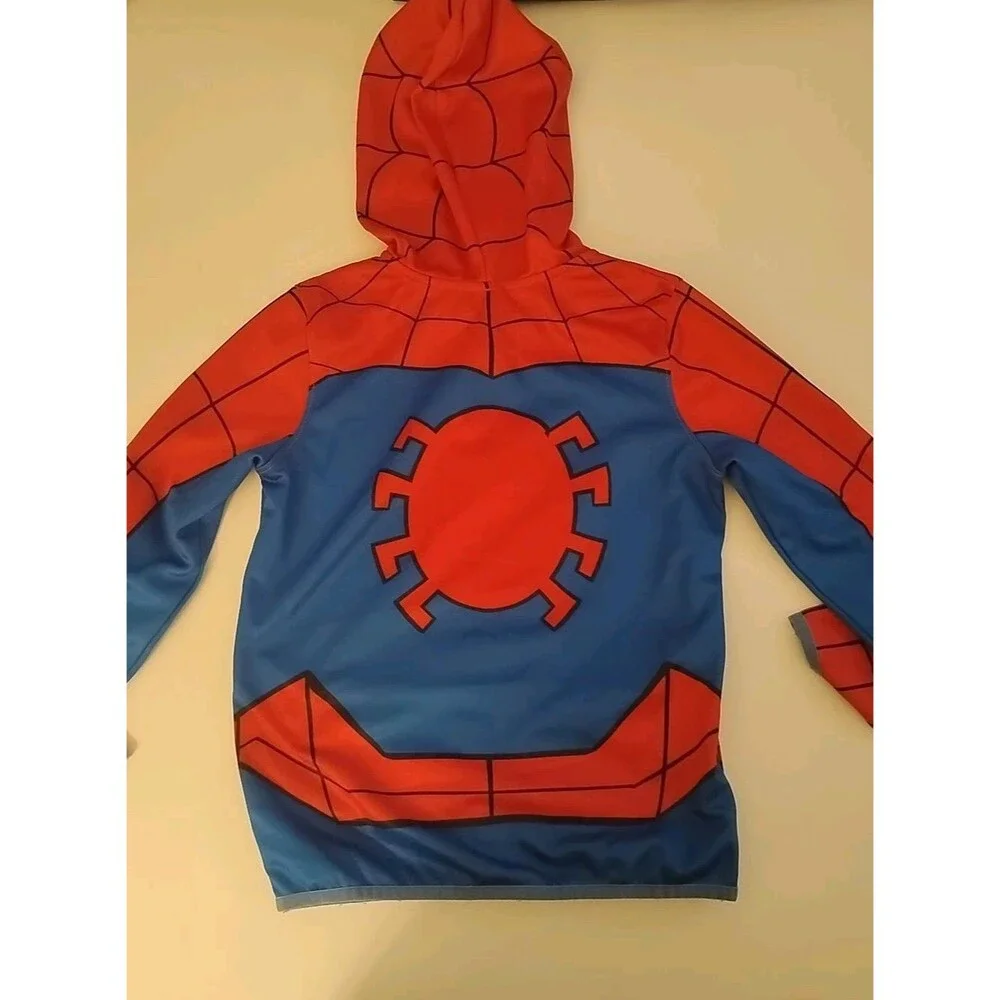Boys Spiderman Graphic Hoodie Size 8 Marvel Zip Full Sweatshirt Red Blue Marvel - Picture 2 of 3